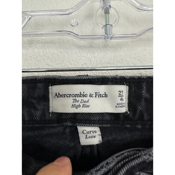 Abercrombie Curve Love Dad Jean Distressed Black Stretch Pockets Size 27 Petite - Picture 5 of 9